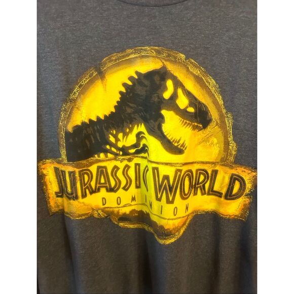 Jurassic World Dominion Men’s Jurassic Park Logo Gray T-shirt Size 2XLT (5834) - Picture 2 of 5